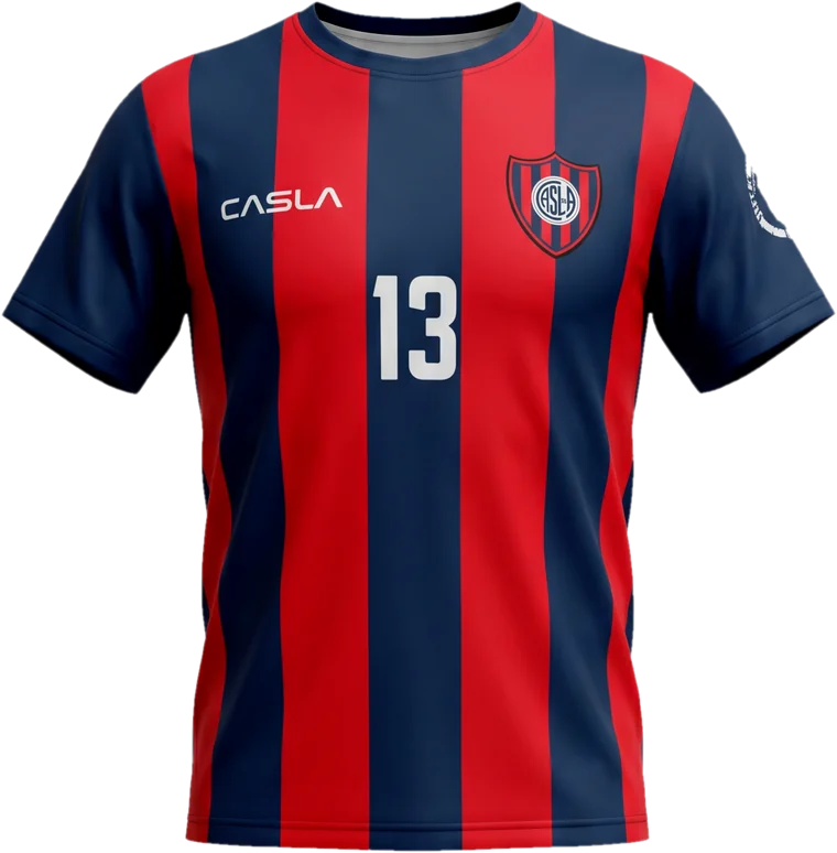 Camiseta de entrenamiento azulgrana con escudo de San Lorenzo